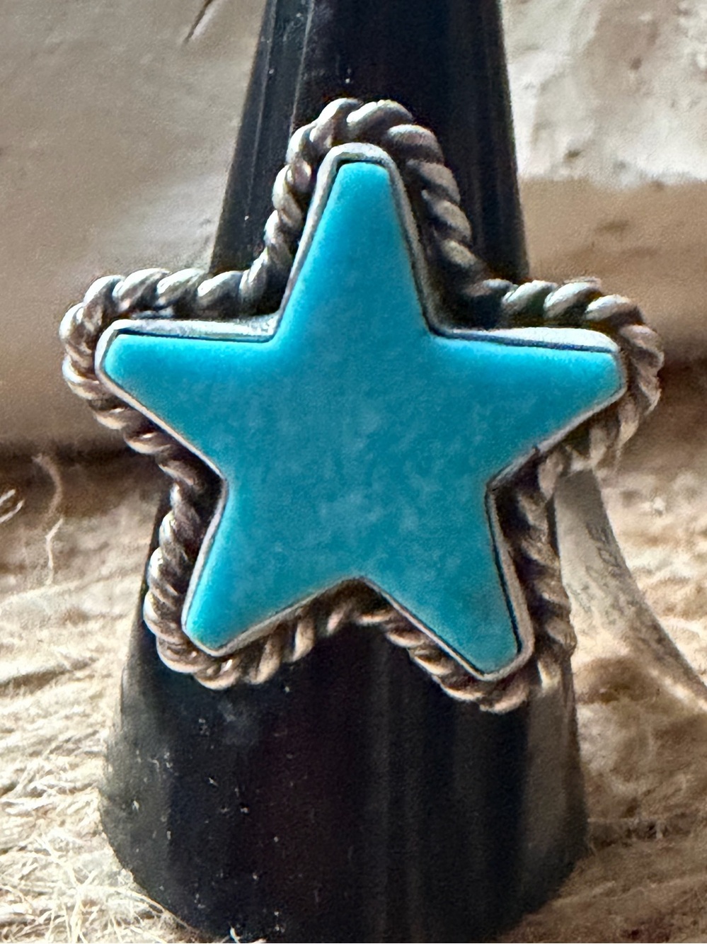Dixon Navajo Turquoise Sterling Silver Star Statement Ring